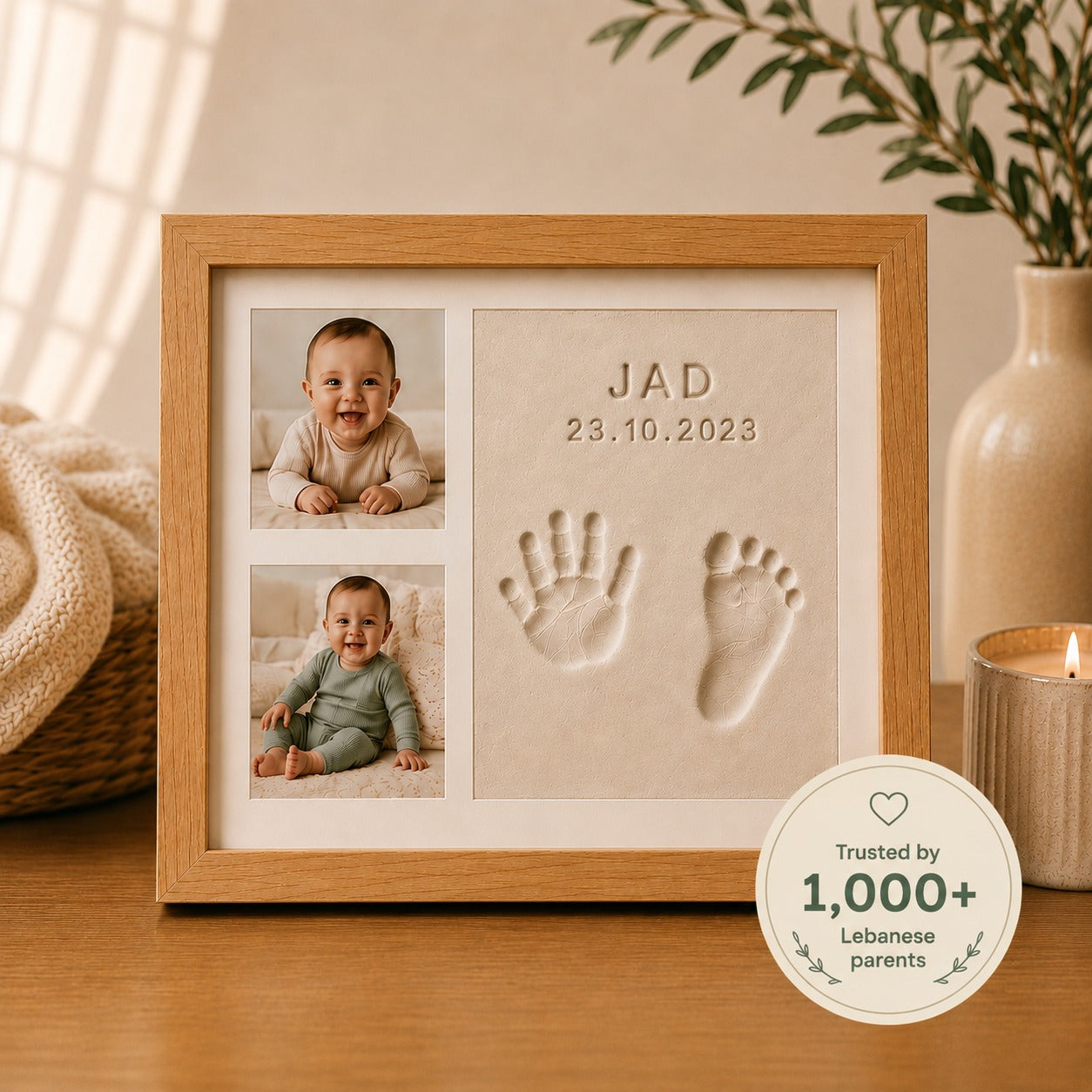 Baby Handprint & Footprint Clay Kit Frame
