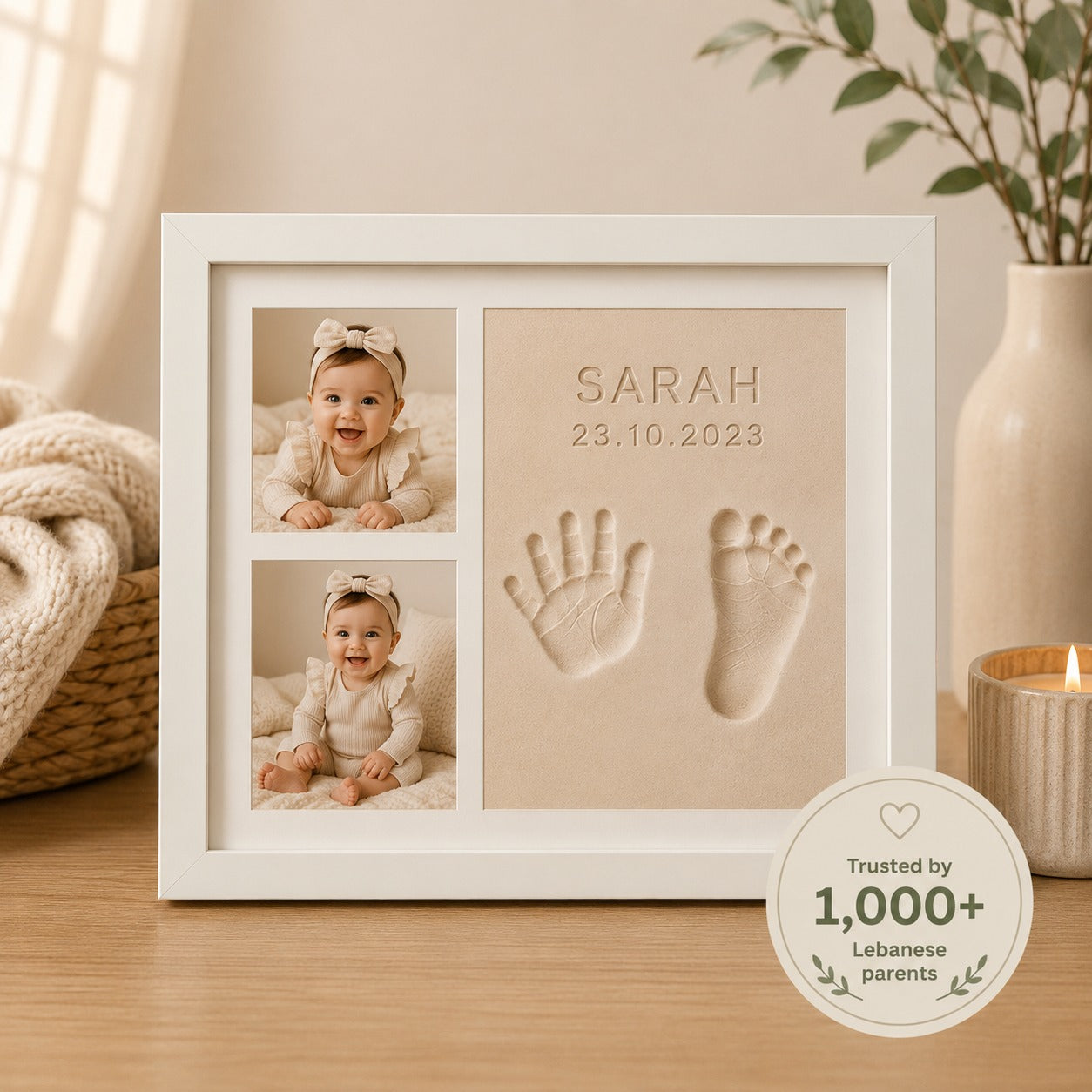 Baby Handprint & Footprint Clay Kit Frame