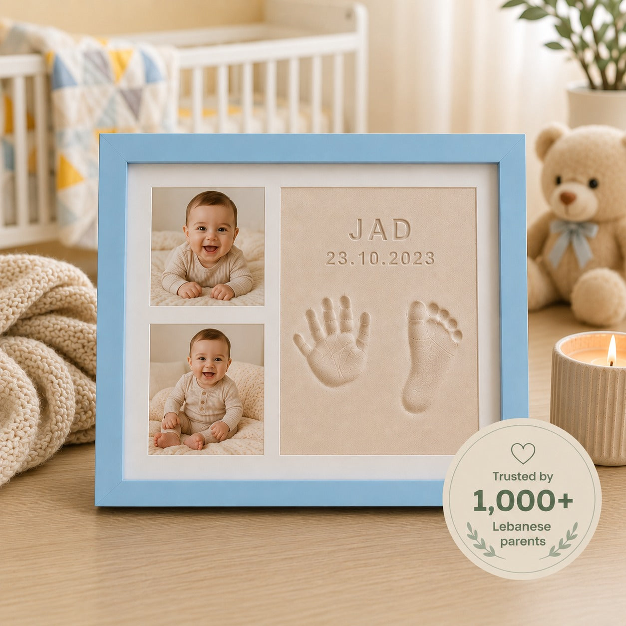 Baby Handprint & Footprint Clay Kit Frame
